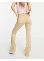 Pull&Bear - Jeans a zampa color sabbia a vita alta-Marrone