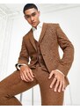 ASOS DESIGN Wedding - Giacca da abito super skinny in twill di misto lana marrone