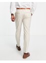 Selected Homme - Pantaloni da abito slim beige a righe estive-Neutro
