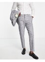 Selected Homme - Pantaloni da abito slim grigi a quadri-Grigio