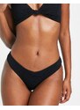 Topshop - Slip bikini neri in tessuto stropicciato-Nero