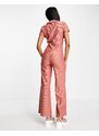 ASOS DESIGN - Tuta jumpsuit stile anni '70 color rosa crepuscolare con colletto e zip sul davanti