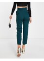 Style Cheat - Pantaloni sartoriali a vita alta color smeraldo con fibbia-Verde