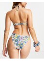 Topshop - Top bikini rétro a fiori con apertura a goccia ed elastico per capelli-Multicolore