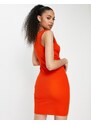 Threadbare - Vestito corto in maglia arancione monospalla