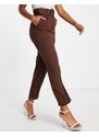 Style Cheat - Pantaloni sartoriali a vita alta color cioccolato con fibbia-Marrone