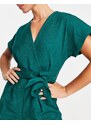 Closet London - Tuta jumpsuit kimono smeraldo allacciata in vita-Verde