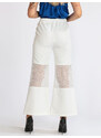 Sun Sun Sun Pantaloni Donna a Zampa Con Dettaglio Rete Casual Bianco Taglia Unica