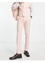ASOS DESIGN - Pantaloni da abito slim in misto lino rosa