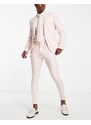 ASOS DESIGN - Pantaloni da abito skinny in misto lino rosa gessato