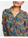 ASOS DESIGN - Mix & Match - Camicia del pigiama in modal nera a fiorellini-Nero