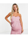 Jaded Rose Maternity - Vestito corto a fascia a portafoglio rosa brillantinato