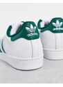 adidas Originals - Superstar - Sneakers bianche con strisce stile college verdi-Bianco