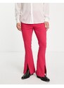ASOS DESIGN - Pantaloni skinny a zampa con spacco vistoso sul fondo rosa lampone