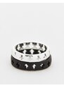 ASOS DESIGN - Confezione da 2 anelli a fascia con cut-out a forma di croce color argento e nero opaco-Multicolore