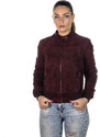 Leather Trend Timberly - Bomber Donna Bordeaux in vera pelle camoscio