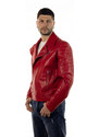 Leather Trend V248 - Chiodo Uomo Rosso in vera pelle
