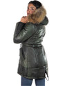 Leather Trend Nebraska - Piumino Donna Verde in vera pelle