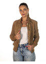 Leather Trend Polo - Bomber Donna Miele in vera pelle camoscio