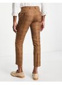 Gianni Feraud - Pantaloni da abito corti skinny marrone a quadri