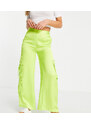 COLLUSION - Pantaloni cargo in raso verde lime