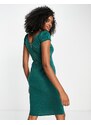 Closet London - Vestito longuette verde smeraldo con maniche a sbuffo e dettagli stile corsetto