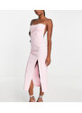 Vesper Petite - Vestito rosa cipria midi con apertura sul retro, fascette e spacco sulla coscia