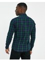ASOS DESIGN - Camicia slim elasticizzata verde a quadri