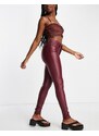 Noisy May - Callie - Jeans skinny spalmati a vita alta color vino-Rosso