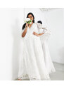 ASOS Curve ASOS DESIGN Curve - Amelia - Vestito da sposa con ricami in pizzo sangallo e maniche a kimono-Bianco