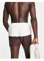 South Beach - Pantaloncini da bagno marrone e color crema color block