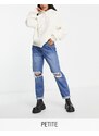 Parisian Petite - Mom jeans blu con strappi