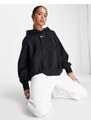 Nike - Felpa con cappuccio extra oversize nera e bianca con logo piccolo-Nero