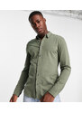 New Look - Camicia attillata a maniche lunghe in jersey kaki-Verde
