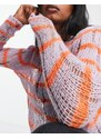 ASOS DESIGN - Maglione in maglia trasparente a righe lilla-Viola