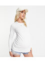 ASOS Maternity ASOS DESIGN Maternity - Maglietta slim a maniche lunghe in cotone bianca - WHITE-Bianco