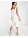 Esclusiva In The Style - Vestito midi bianco inverno con scollo squadrato e paillettes