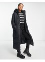 Vero Moda - Cappotto imbottito lungo nero con cappuccio