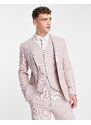 ASOS DESIGN - Giacca da abito super skinny in misto lana rosa a quadri pied de poule