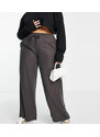 Simply Be - Pantaloni cargo a fondo ampio grigi con tasche laterali con zip-Grigio