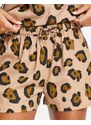 ASOS DESIGN - Mix & Match - Pantaloncini del pigiama in modal marrone con stampa animalier