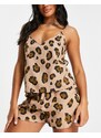 ASOS DESIGN - Mix & Match - Canottiera del pigiama in modal marrone con stampa leopardata
