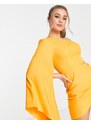 Lavish Alice - Vestito corto arancione monospalla con dettaglio a mantella