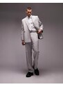 Topman Wedding - Pantaloni da abito con fondo ampio grigi in tessuto spazzolato-Grigio