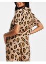 ASOS DESIGN - Mix & Match - Camicia del pigiama in modal marrone con stampa leopardata