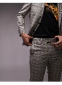 Topman - Pantaloni da abito da cerimonia skinny grigi a quadri in tonalità naturale-Grigio