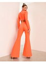 ASOS Luxe - Pantaloni da abito a zampa arancioni-Arancione
