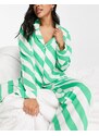 ASOS DESIGN - Mix and Match - Camicia del pigiama in modal verde e bianco a righe-Multicolore