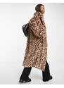 Violet Romance - Cappotto taglio lungo in pelliccia sintetica con stampa leopardata-Multicolore
