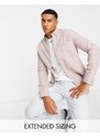 ASOS DESIGN - Camicia Oxford in misto cotone spazzolato rosa tenue